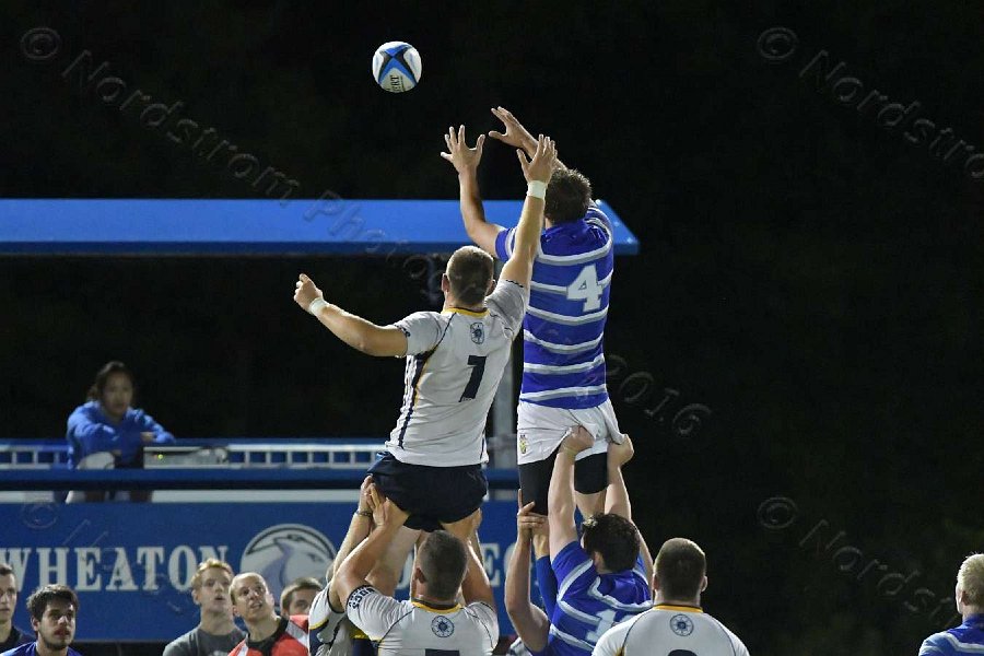 Wheaton Men\'s Rugby vs Mass Maritime.  Photo by Keith Nordstrom